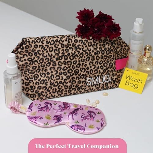 SMUG Wash Bag | Waterproof Travel Toiletry Bags for Travelling, Gym, Shower, Shaving, Toiletries, Cosmetics & Makeup Bag | Large Washbag for Men & Women | Stylish, Spacious & Easy to Clean | Leopard — view 5