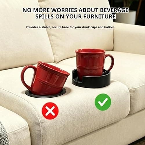 Universal Couch Cup Holder Adapter Insert,2pcs Sofa Cup Holder Adapter Expandable Sofa Part,Suitable for Mugs and Wine Glasses,Cups Holders for Mugs Tumblers Bottles,Spill Free Drink Storage for Sofa — view 5