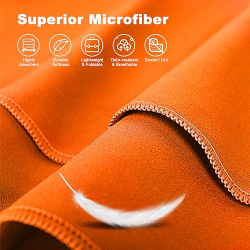 HiiPeak Microfibre Towel Compact Camping Beach Towel - Quick Dry Lightweight Absorbent Sports Gym Swimming Hiking Drying Towel for Men,Women (Orange-2pack, 160cm x 80cm + 80cm x 40cm) — view 4