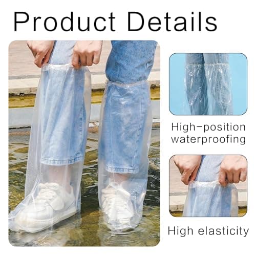 Waterproof Shoe Covers, Plastic Transparent Shoes Protectors, 10 Pairs — view 3