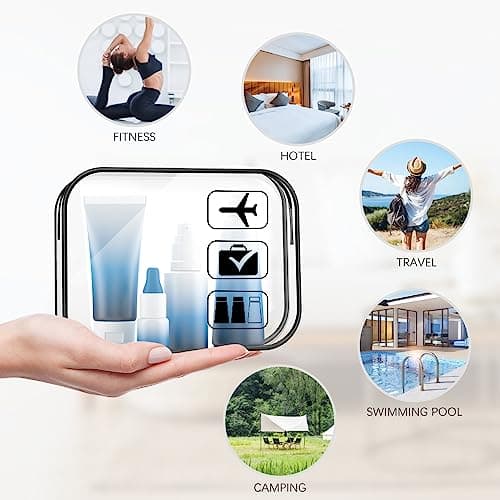 Clear Toiletry Bag TSA Approved Travel Toiletry Bag with Sturdy Zippers, Transparent Waterproof PVC Makeup Bag for Airport Security, Portable Wash Bag for Men Women Travel Essentials — view 3
