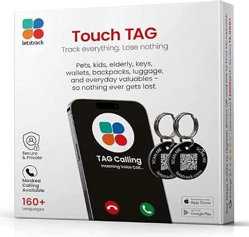 Letstrack Smart Tag Bundle - 6 Smart Sticker TAG and 2 TouchTAG | Works with Android & iOS | For Water Bottle, Helmet, Headphones, Passport laptops, tablets, Keys & Bags | Private Contact + Scan Alert — view 2