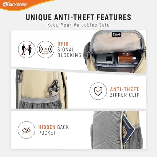 SKYSPER Sling Bag RFID Cross Body Bag Recycled Crossbody Backpack Travel Daypack(Beige) — view 3