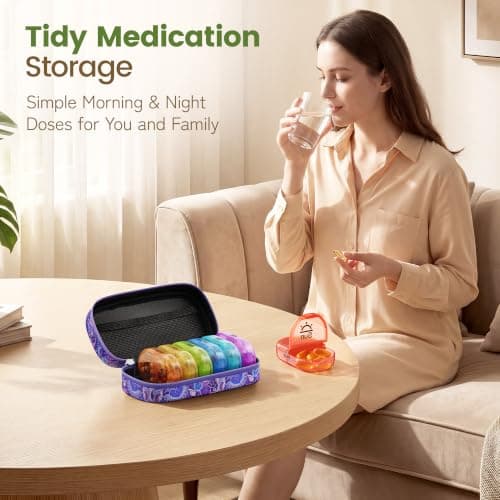 Serfeymi Weekly Pill Boxes Organiser 7 Day 2 Times a Day Tablet Organiser — view 6