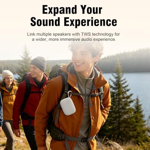 DEFUNC BEAT 5 Bluetooth Speaker, 5W HD Sound, Portable Wireless, IPX7 Waterproof, Up to 6H Playtime, TWS, for Home/Party/Outdoor/Camping, Birthday Gift for Fathers Day Men (Beige) — view 5