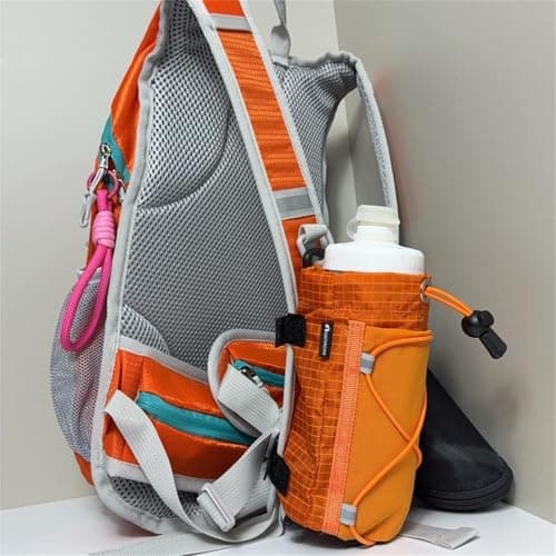 Molle Water Bottle Holder Drawstring Sports Water Bottles Pouch Bag Hydration Carrier for Travel Camping Hiking (Orange, 18.5cm*8.7cm) — view 4