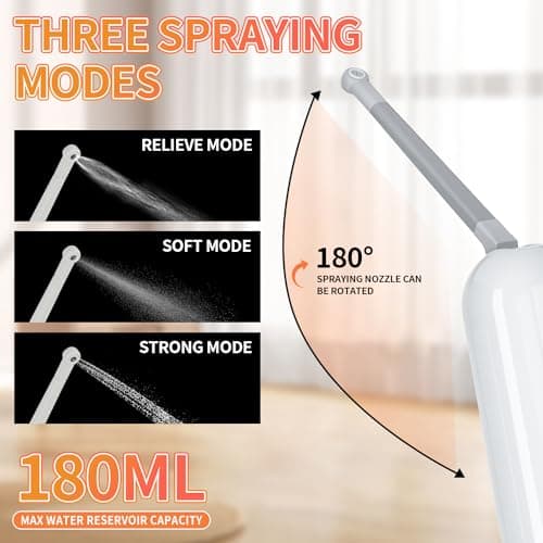 Rechargeable Portable Travel Bidet 180ML, IPX7 Waterproof Electric Bidet Sprayer with 3 Spraying Modes for Personal Hygiene Cleaning, Soothing Postnatal Care, Perineal & Hemorrhoid Treatment — view 2