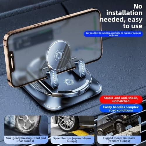 BlissfulAbode Car Phone Holder 360° Rotating Dashboard Mount with Strong Suction for Windscreen & Air Vent - Foldable Long Arm Stand for iPhone for samsung 4-7 Inch — view 5