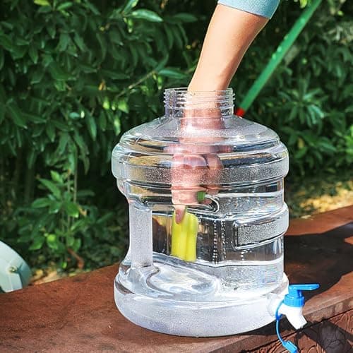 Water Bottle with Screw Cap, 5L Water Bottle Food Grade Plastic 1.3 Gallon Jug Container Carry Handle for Sports Outdoor Travel Camping Residential Commercial Use Supplies (C, 26x26x34cm) — view 3