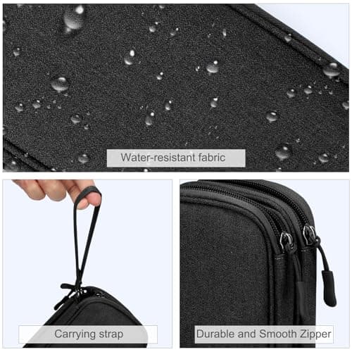 FYY Travel Cable Organiser, Electronics Accessories Bag, Waterproof Tech Storage Pouch, 2-Layer Universal Carry Case for Charger, Power Bank, USB Drive S-Black — view 4