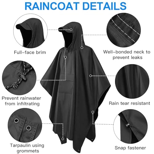 Waterproof Poncho Adult, Rain Poncho for Camping Fishing Hunting Festival — view 3