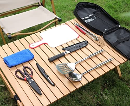 Bakecat Camping Cooking Utensils Set, 9Pcs Camping Kitchen Utensils Organizer Travel Set, Black — view 2