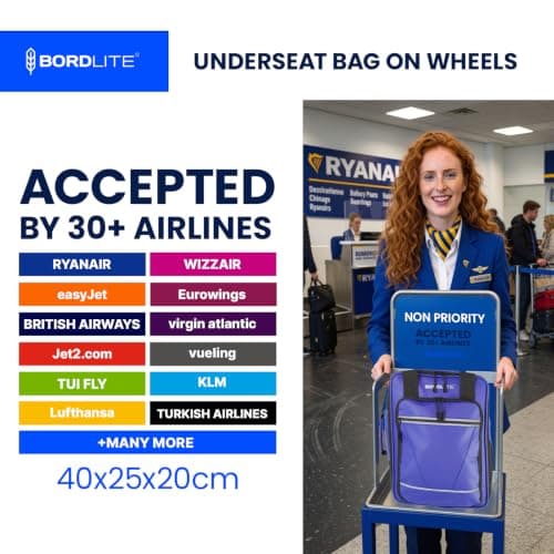 Bordlite Ryanair 40x20x25cm Cabin Backpack on Wheels – Lightweight 2 in 1 Trolley Bag & Rucksack (20L) – Fits Ryanair Free Hand Luggage Allowance — view 3