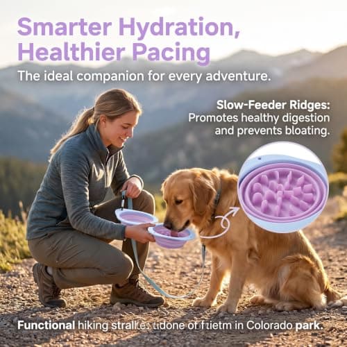 2-in-1 Collapsible Dog Bowl, Portable Silicone Travel Water Bowl — view 4