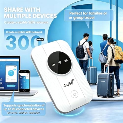 5G Mobile Hotspot Portable WiFi 6 Router, with Nano SIM Slot, Pocket Travel Mobile WiFi Router Broadband Supports 25 Devices, for caravan, Camping Road Trips Business Outdoor — view 5