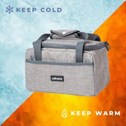 edihome, Insulated Lunch Bag, Cool Bag, 8l, for School, Travel, Picnic or Work, Kids and Adults, Portable, with Handles, Available in Black, Blue, Grey and Brown (Grey) — view 5