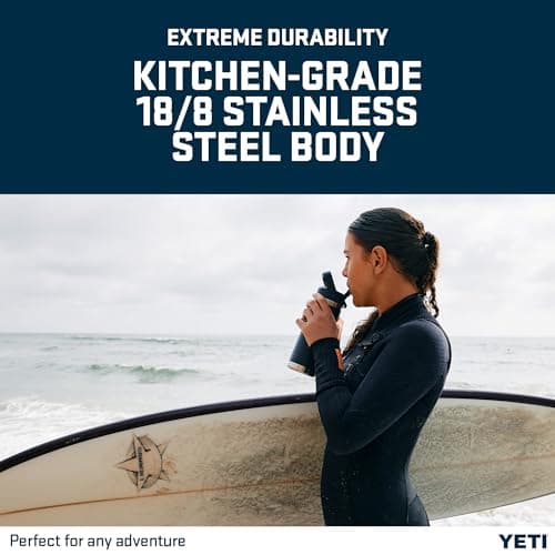 YETI Rambler 18 oz (532 ml) Water Bottle with Straw Cap, Charcoal — view 6
