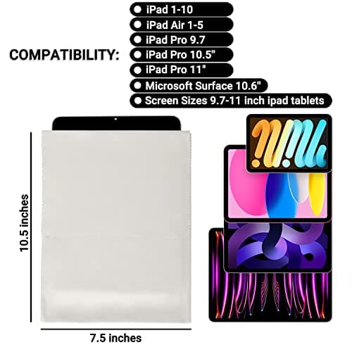 ECO-FUSED Microfiber Tablet Sleeve 3-Pack Compatible with Tablets, iPad 1-10, iPad Air 1-5, iPad Pro 11, 10.5, 9.7, Microsoft Surface 10.6, Screen Sizes 9.7-11 inches, Travel, Daily Use, Protection — view 3