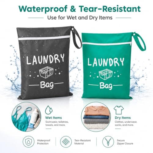 2 Pack Small Travel Laundry Bag, Small Laundry Wet Bag for Home and Travel — view 4