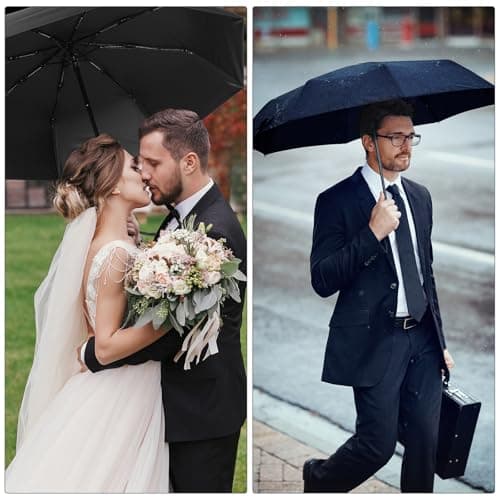 Kajaia 4 Pack Windproof Travel Umbrellas, Automatic Open and Close Folding Rain Umbrella Compact Collapsible for Men Women, Multicolor, 38.5 inches/ 98 cm — view 6