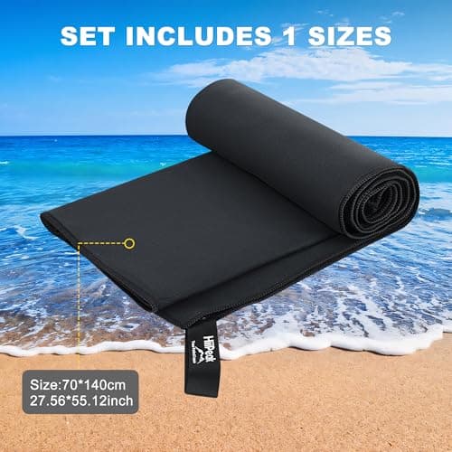 HiiPeak Microfibre Towel Compact Camping Beach Towel travel towels - Quick Dry Lightweight Absorbent Sports Gym Swimming Hiking Drying Towel for Men,Women (Black, L - 140cm x 70cm) — view 3