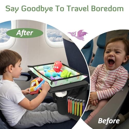 Airplane Tray Table Cover, Kids Travel Tray Table Cover for Car, Green — view 3