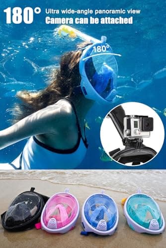 HINATAA Snorkel Mask 180°Full Face, Diving Mask Free Breathing Design Anti-Fogging and Anti-Leak Technology with Adjustable Head Straps for Adult Youth Kids (L/XL, Green) — view 2