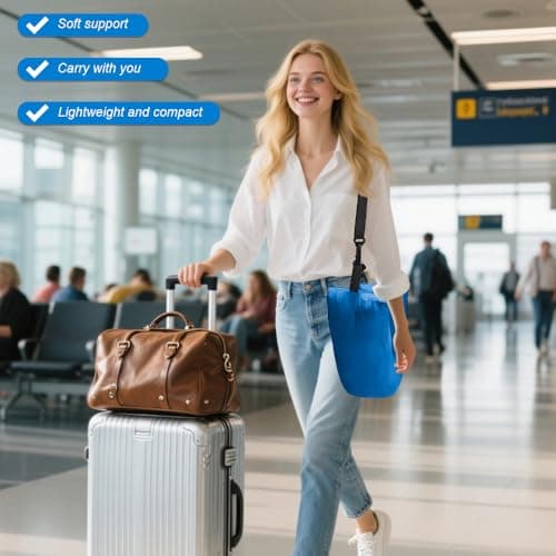 Stuffable Neck Pillow for Travel, Waterproof Travel Neck Pillows (Blue) — view 4