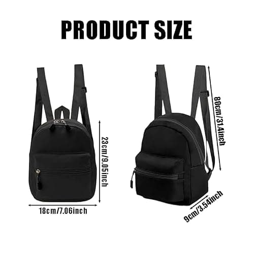 CYZTD Small Backpack for Women & Girls, Casual Shoulder Bag with Front Pocket for Travel, Black Rucksack, Lightweight Nylon Mini Backpack Daypack with Adjustable Strap, Shopping, Daily Use — view 2