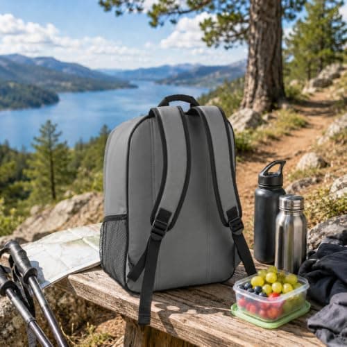 URBNLIVING 20L Insulated Cooler Backpack, Leak-Proof Thermal Foil Lining, Durable Polyester Construction, Hands-Free Food & Drink Storage for Camping, Picnics & Travel - Grey — view 4