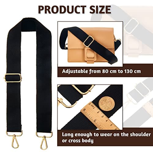 Weewooday Adjustable Bag Strap Replacement Gold Hardware, Black — view 2