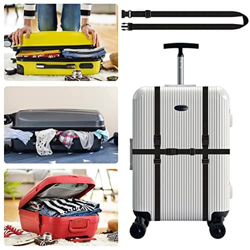 25mm Nylon Webbing Straps Luggage Straps With Flexible Adjustable Buckles Suitcase Travel Belts, Luggage Connecting Straps, Suitable For Luggage Bags, Travel Items, Outdoor Tents（Black, 4 Pcs） — view 5