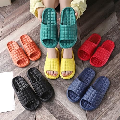Women's Men's Summer Indoor Bathroom Slippers with Soft Cushion Sole, Non-Slip Rubber Outsole for Hotel Home Use, Solid Color Sandals for Couples (Green, 4) — view 5