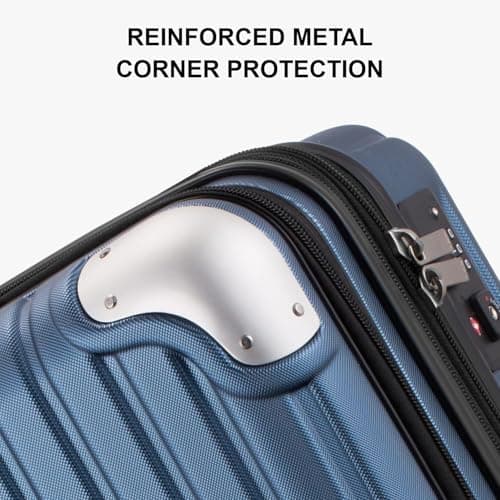 LEVEL8 Carry on Suitcase Expandable with 4pcs Luggage Organiser Set, 55CM Hand Case with Laptop Compartment ABS+PC Hardshell Spinner Cabin Size with 4Wheel TSA, Blue — view 5