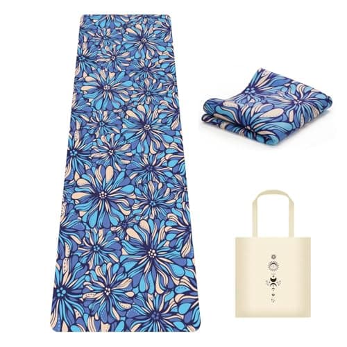 MicaYoung Travel Non Slip Foldable Suede Yoga Mat 1.5mm with Bag, Sweat Absorbent Exercise Mat for Hot Yoga Pilates Home Gym Outdoor Workout,Lightweigh 72"L x 24"W, 3 lbs