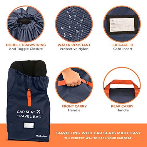 Huckaboo Car Seat Travel Bag - Strong Non Rip Nylon Car Seat Bag For Child Seats, Navy — view 5