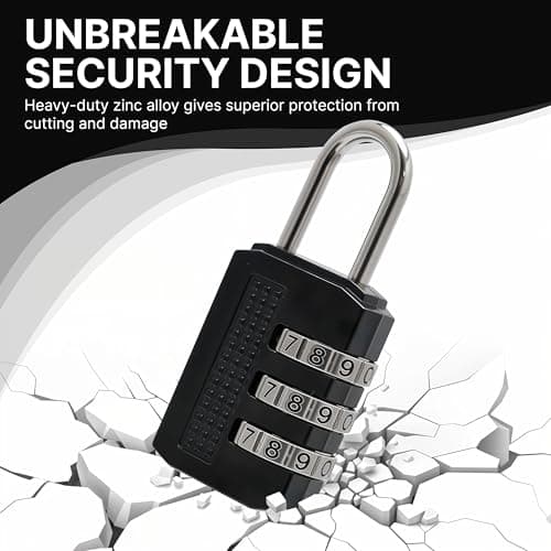 SWL Combination Padlock 2 Pack | Resettable Code Lock for Travel, Gym, School, Lockers, Bags, Suitcase, Backpack, Toolbox & Luggage | Metal Body & Steel Shackle (3 Digit Combination Padlock) — view 3