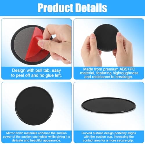 Apojgitn 3PCS Car Dashboard Pad, 3.15‘’ Strong Adhesive Picky Pad for Phone, Sticky Suction Phone Mount for Car Dashboard, GPS Dash Cams Vacuum Holders — view 5