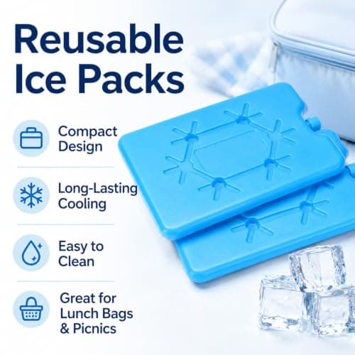 Tinminx 2 Pack Blue Freezer Blocks, Reusable Ice Packs with PP Outer Shell, Slim Leak-Resistant Cool Blocks for Cooler Bags, Lunch Boxes, Picnic Bags, Camping and Travel — view 3