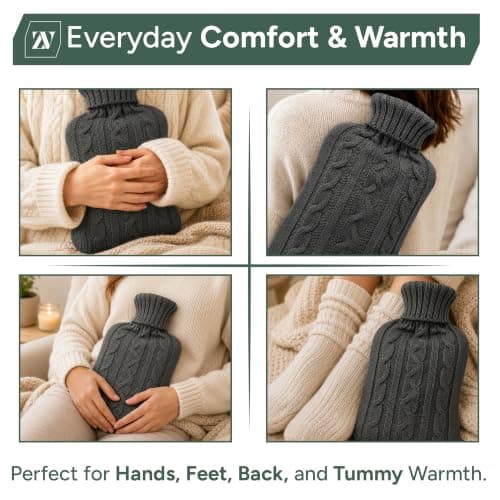Zuvo Hot Water Bottle with Soft Knitted Cover, 2L, Leakproof, for Adults — view 5
