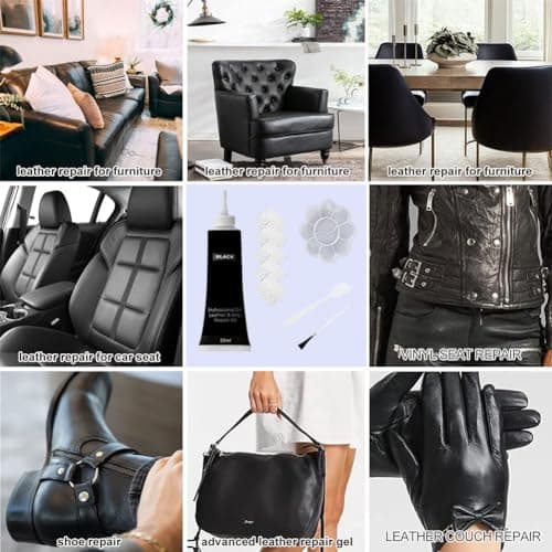 Black Leather Repair Kit for Furniture, Leather Car Seat Repair Kit, Easily Restore Car Interior, Sofa, Jacket, Restore Any Material with Super Easy Instructions to Fix Scratches, Tears, Holes — view 4