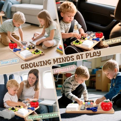 Dilabnda Montessori Busy Board Wooden Fidget Sensory Toy for Toddlers, Activity Board Educational Travel Toy for Plane Fine Motor Skills Gift for Boy Girl — view 6