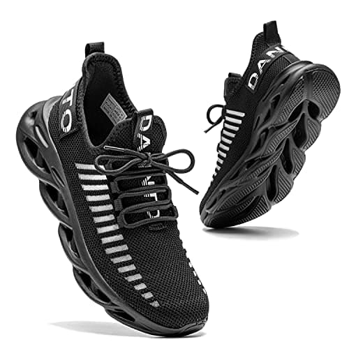 Dannto Mens Trainers Walking Womens Running Shoes(Black,42)