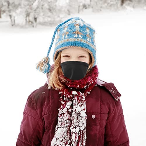 Kids Neck Warmer, Winter Fleece Windproof Neck Gaiter for Boys & Girls Face Covering Mask Thermal Scarf Multifunctional Headwear for Skiing Running Cycling Outdoor Sports A7ETBNWB (black) — view 5