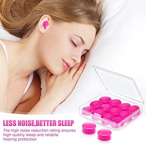 14 Pairs Silicone Ear Plugs for Sleeping Swimming, Moldable Soft, Rose Red — view 5