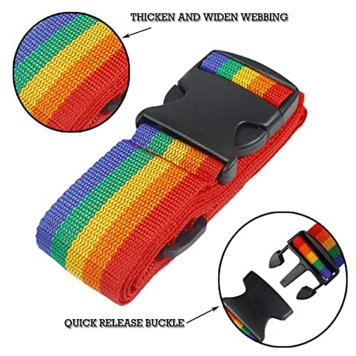 4x MIDHILL Heavy Duty Luggage Straps for Suitcases Packing Belts Travel Accessories Adjustable Bag Strap (Rainbow) — view 2