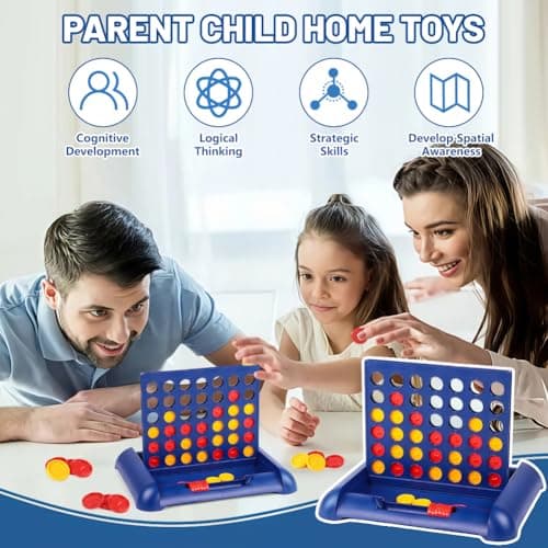 AMFUN Travel Size 4 in a Row Board Game for Kids Ages 3+, Travel Connect 4, 2 Player Strategy Game with 44 Counters, Foldable Funny Educational Family Toy for Car & Camping,8.6×7.5 in — view 6