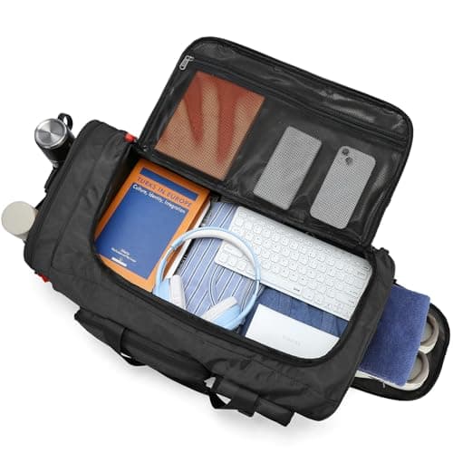 Lyweem Large Duffle Bag Backpack for Travel, 70L Heavy Duty Gym Duffel Bag for Men Women with Shoes Compartment, Sports Holdall Backpack for Weekend Overnight Traveling, Black — view 4