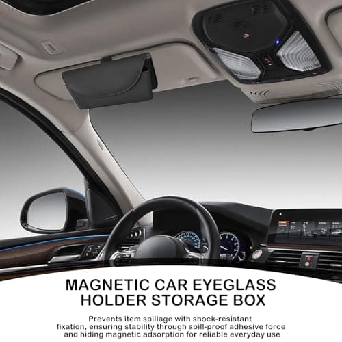 Visor Glasses Holder, Auto Magnetic Sunglass Storage Clip, 5.91x3.35in Spill Proof Car Visor Mount, Secure Eyewear Organizer for Truck, Vehicle Travel, Road Trips, Daily Commute — view 5