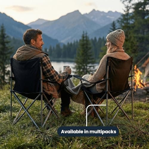 I LOVE FANCY DRESS Black Camping Chair – Lightweight Foldable Outdoor Chair with Cups Holder & Carry Bag – Single & Multipacks for Festivals, Camping, Fishing & Garden Use — view 2